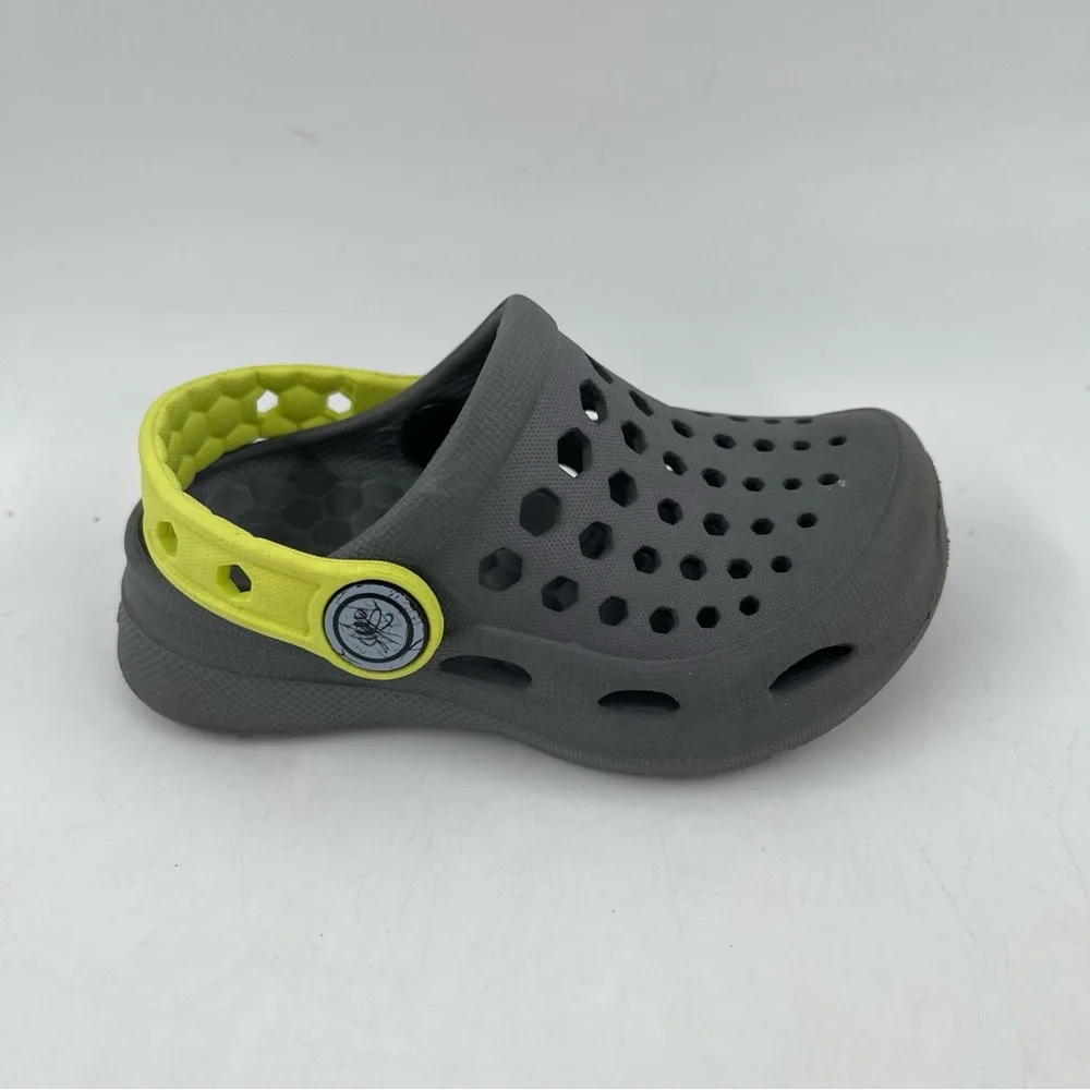 Joybees Unisex Toddler Gray Yellow Ventilated Mules Clogs Shoes - Size 4/5 Child